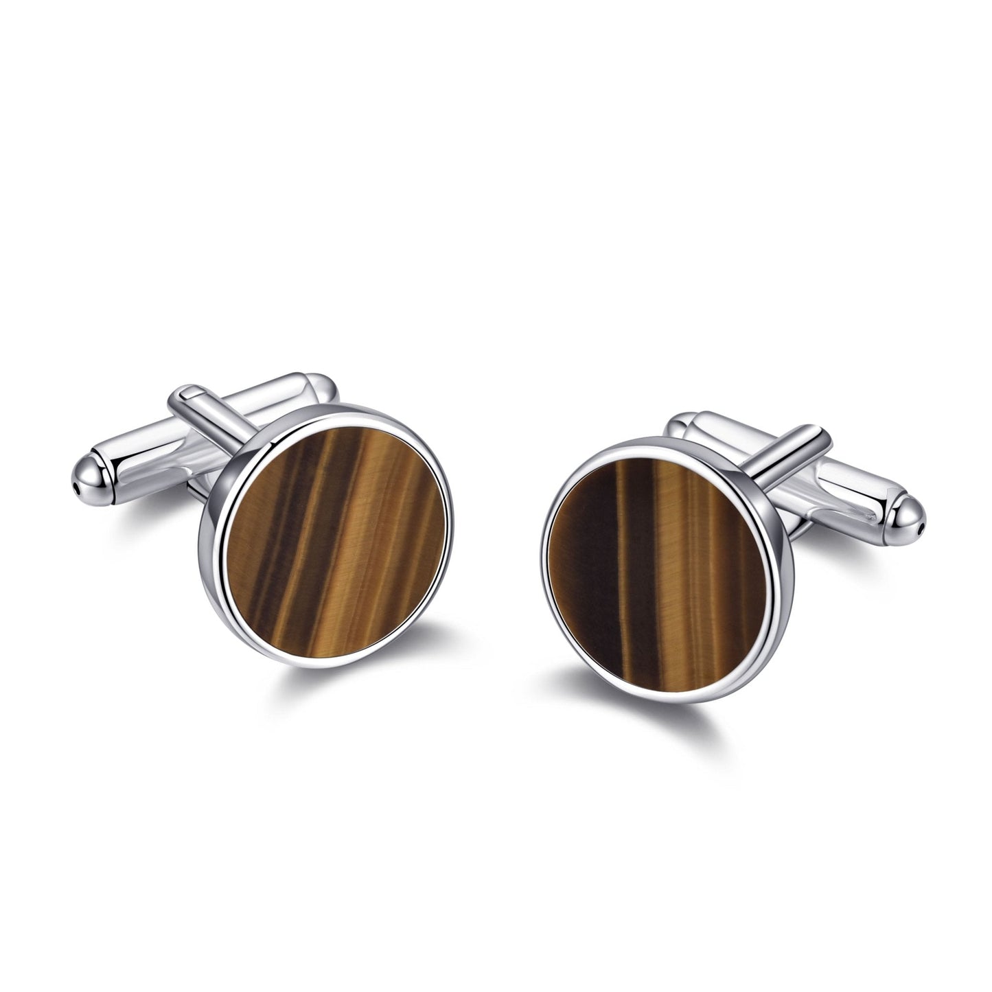 Men's I Couldn't Say I Do Without You Tigers Eye Gemstone Wedding Cufflinks