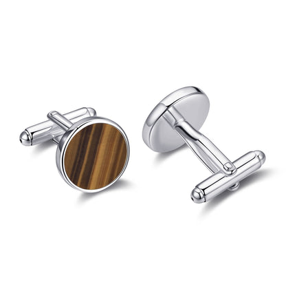 Men's I Couldn't Say I Do Without You Tigers Eye Gemstone Wedding Cufflinks