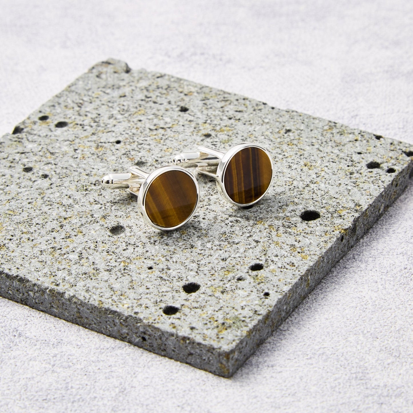 Men's Tigers Eye Gemstone Cufflinks