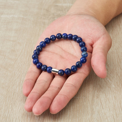 Men's Lapis Lazuli Gemstone Stretch Bracelet