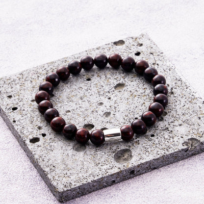 Men's Red Jasper Gemstone Stretch Bracelet