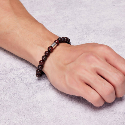 Men's Red Jasper Gemstone Stretch Bracelet