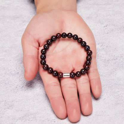 Men's Red Jasper Gemstone Stretch Bracelet