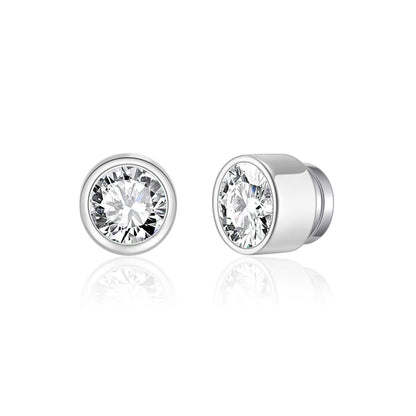 Silver Plated 6mm Magnetic Clip On Earrings Created with Zircondia® Crystals
