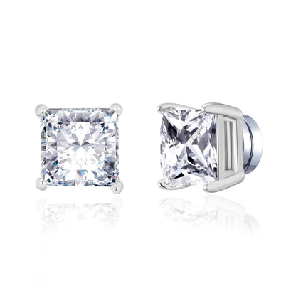 Men's Silver Plated Square Magnetic Clip On Stud Earrings Created with Zircondia® Crystals