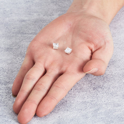 Men's Silver Plated Square Magnetic Clip On Stud Earrings Created with Zircondia® Crystals