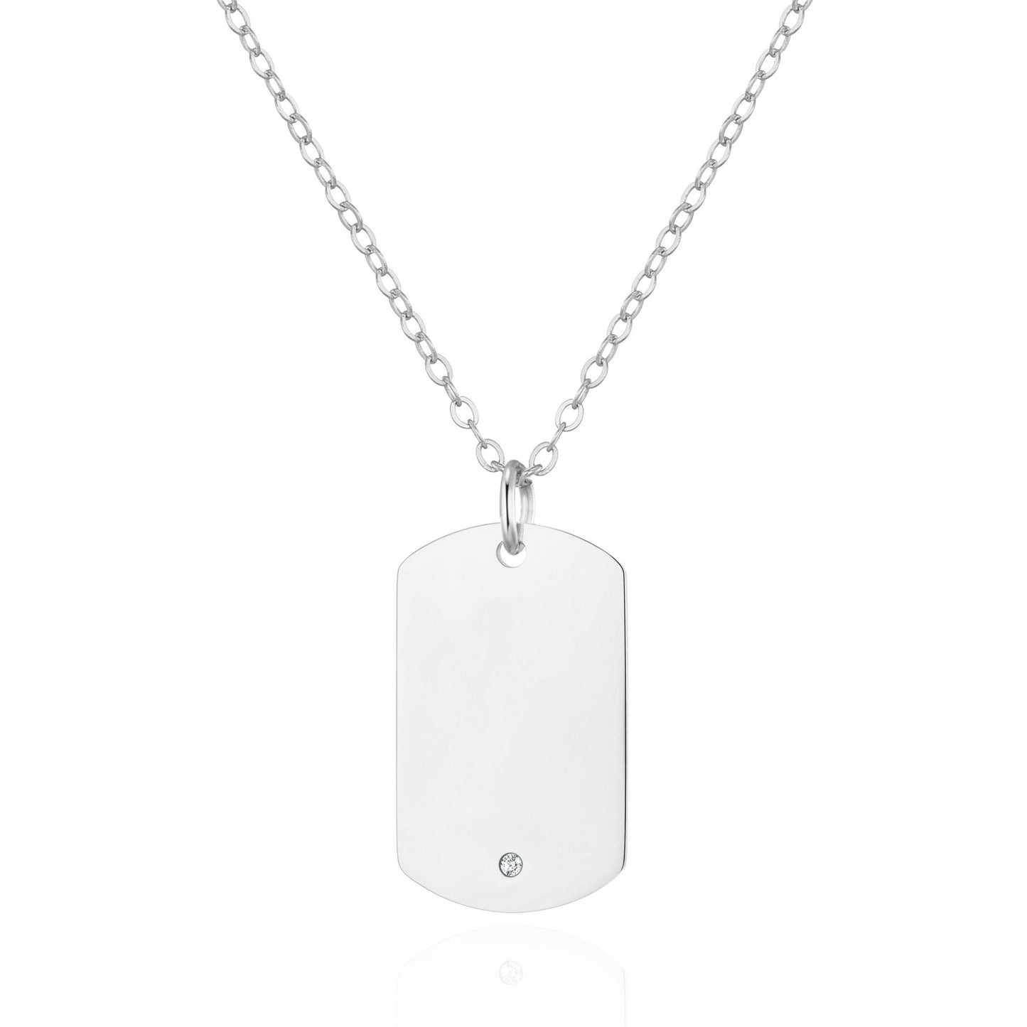 Men's Stainless Steel Dog Tag Necklace Created with Zircondia® Crystals