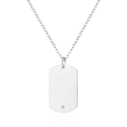 Men's Stainless Steel Dog Tag Necklace Created with Zircondia® Crystals