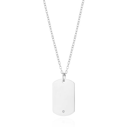 Men's Stainless Steel Dog Tag Necklace Created with Zircondia® Crystals