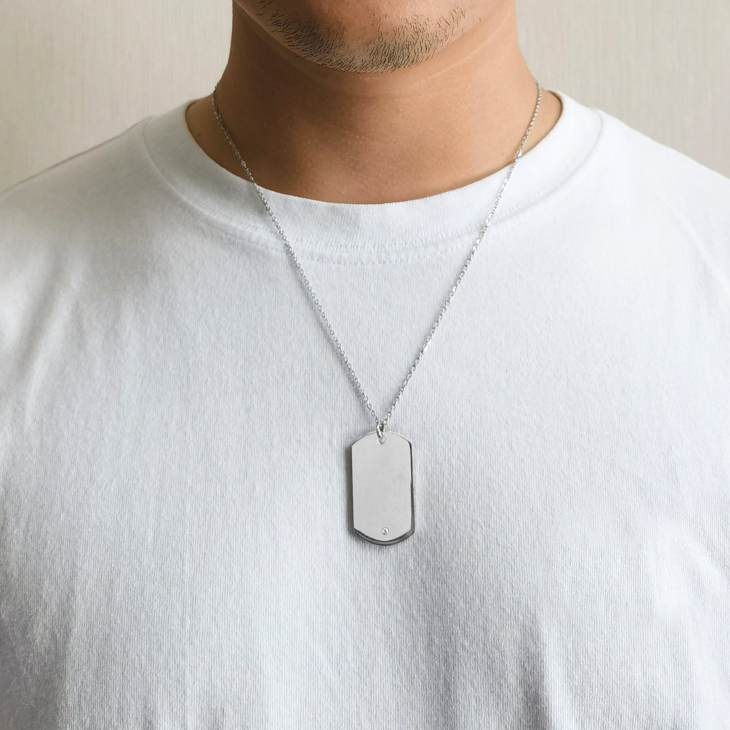 Men's Stainless Steel Dog Tag Necklace Created with Zircondia® Crystals