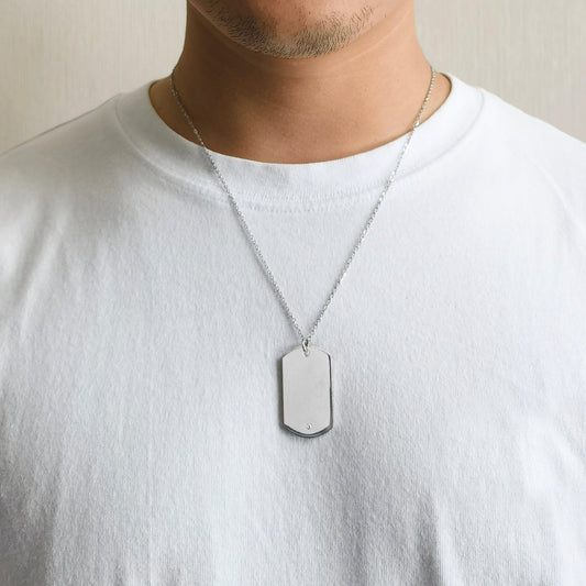 Men's Stainless Steel Dog Tag Necklace Created with Zircondia® Crystals