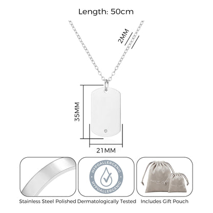 Men's Stainless Steel Dog Tag Necklace Created with Zircondia® Crystals
