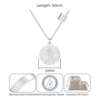 Men's Stainless Steel St Christopher Necklace