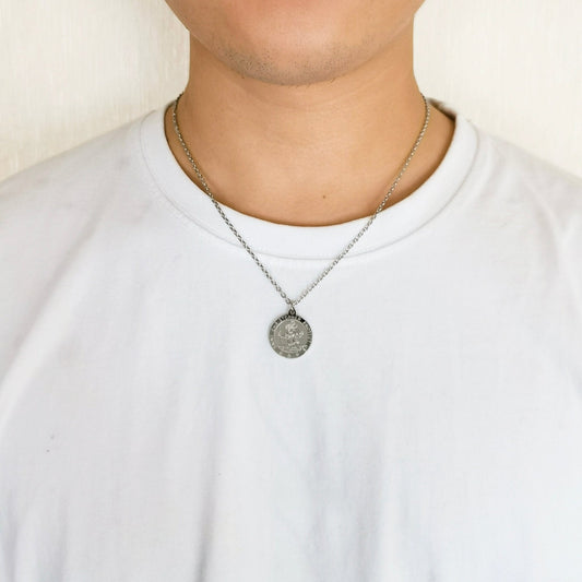 Men's Stainless Steel St Christopher Necklace