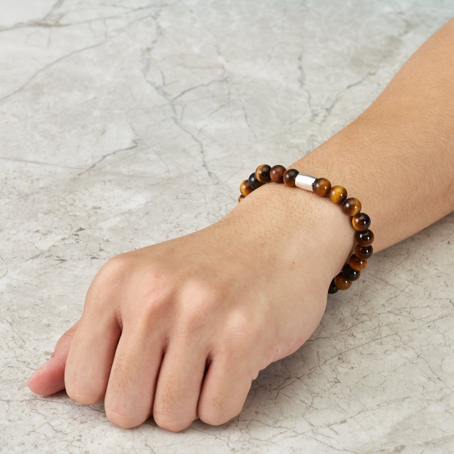 Men's Tiger's Eye Gemstone Stretch Bracelet