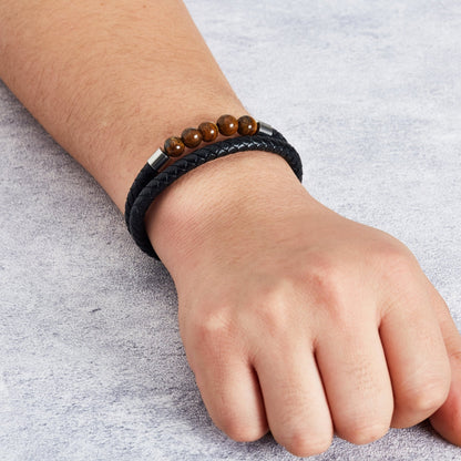 Men's Tiger's Eye Genuine Leather Bracelet