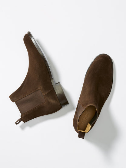 Brown Suede Chelsea Boots, Welted Leather Sole