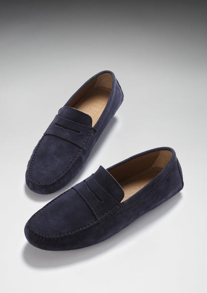 Penny Driving Loafers, navy blue suede