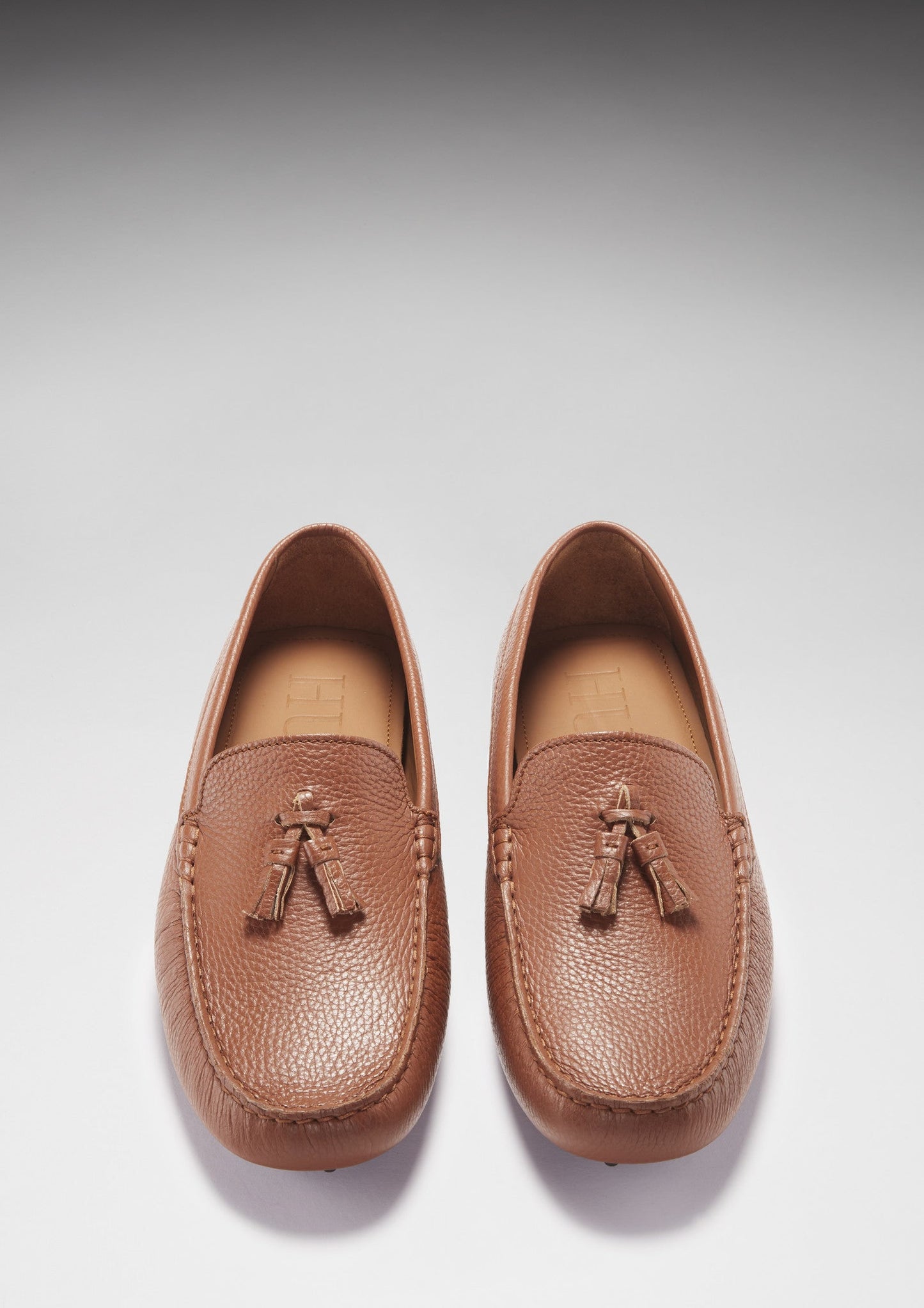 Tasselled Driving Loafers, tan grain leather