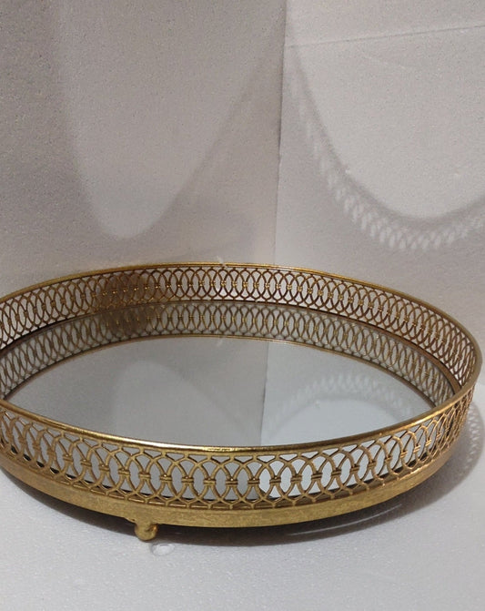 Metal gold Mirror serving Tray for wedding or parties
