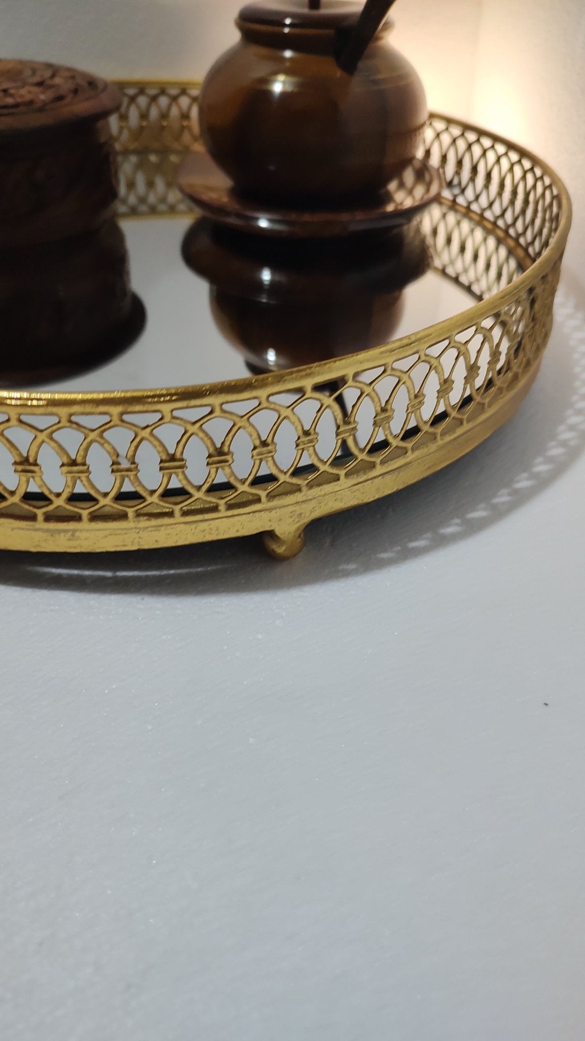 Metal gold Mirror serving Tray for wedding or parties