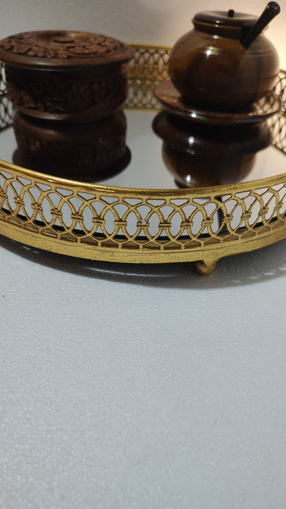 Metal gold Mirror serving Tray for wedding or parties