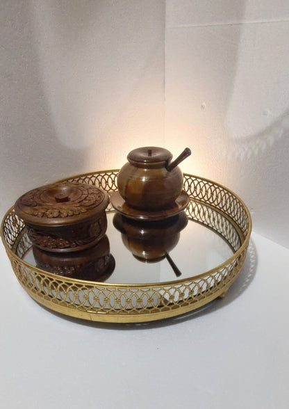 Metal gold Mirror serving Tray for wedding or parties