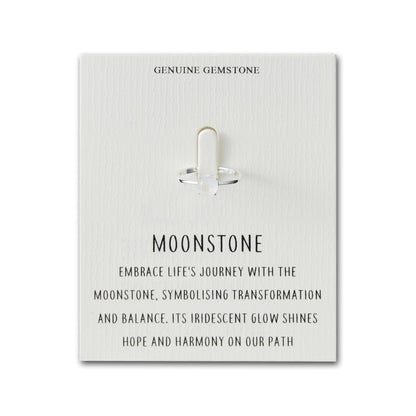 Moonstone Adjustable Ring with Quote Card