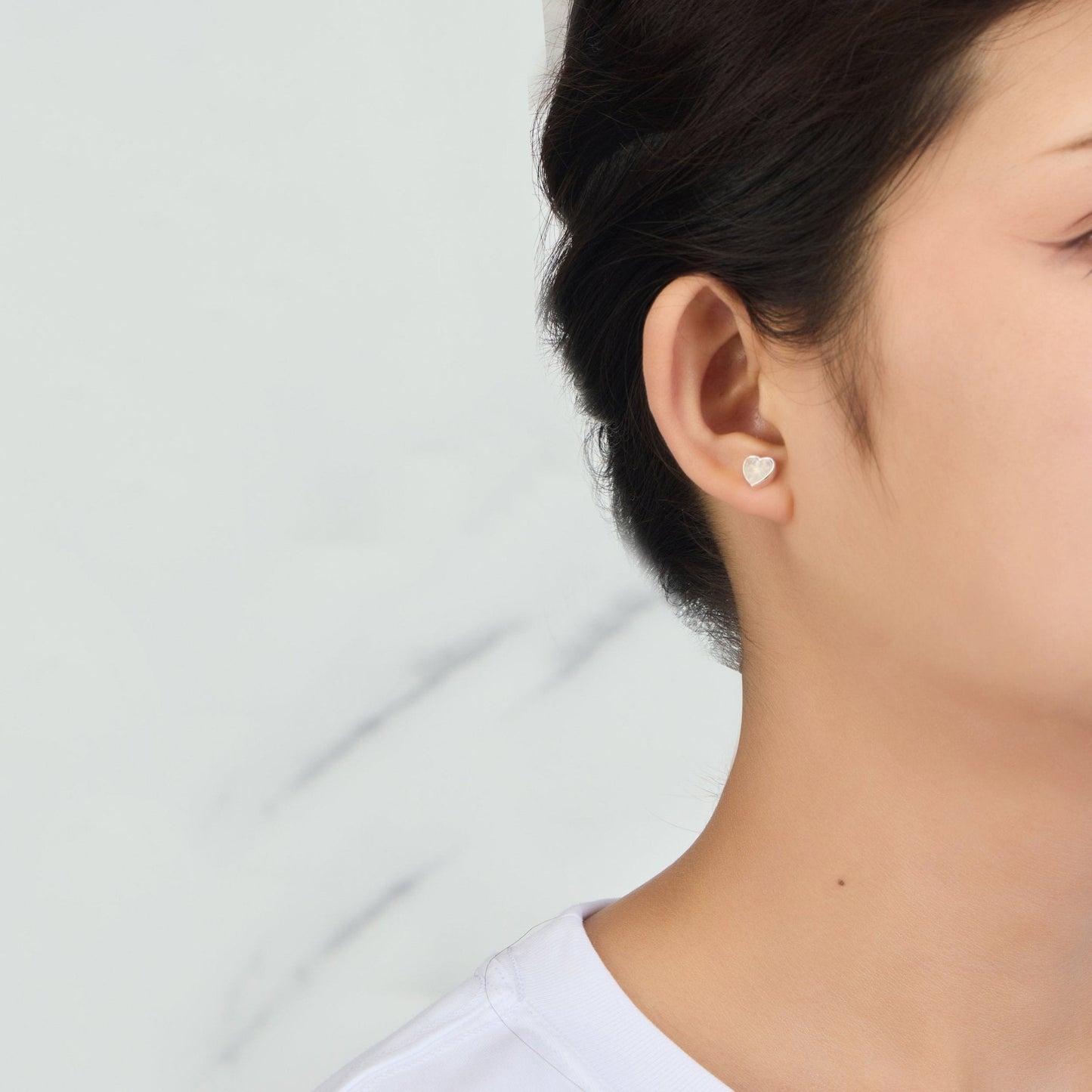 Moonstone Heart Stud Earrings with Quote Card