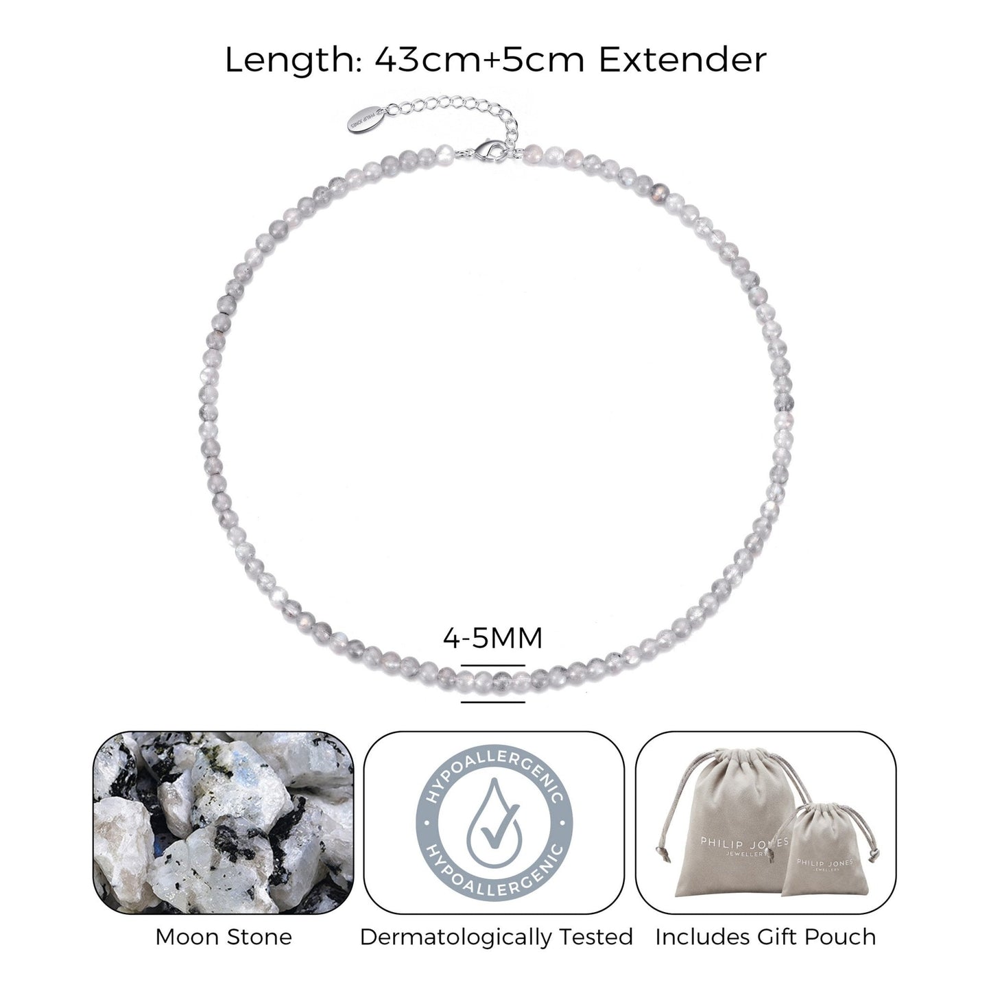 Moonstone Mini Beaded Gemstone Necklace