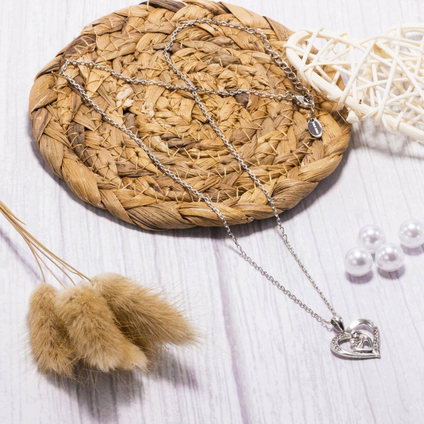 Mother And Child Necklace Created with Zircondia® Crystals