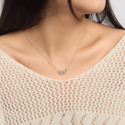Mother and Daughter Heart Link Necklace with Quote Card Created with Zircondia® Crystals