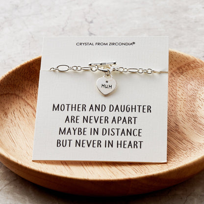 Mother and Daughter Quote Charm Bracelet Created with Zircondia® Crystals