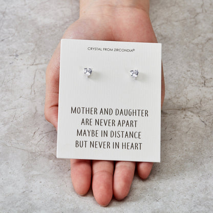 Mother and Daughter Quote Heart Earrings Created with Zircondia® Crystals