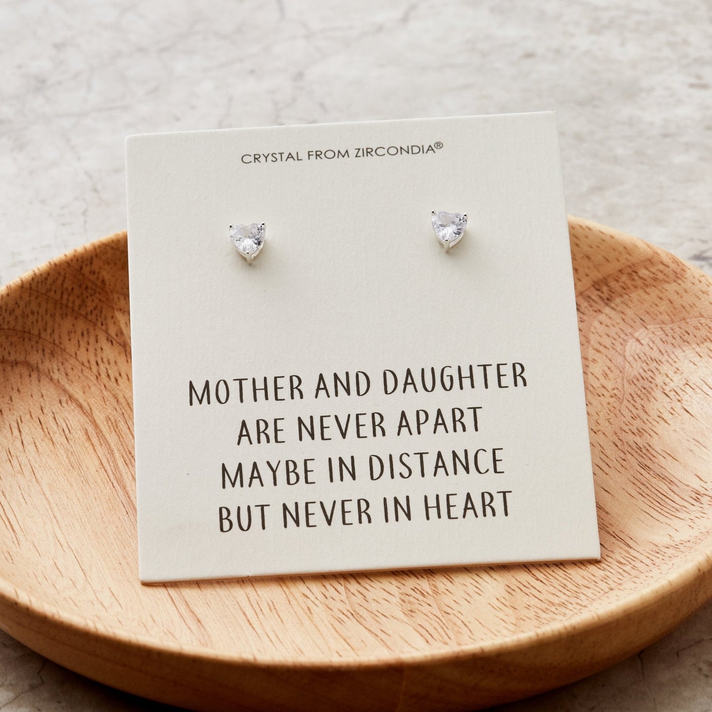 Mother and Daughter Quote Heart Earrings Created with Zircondia® Crystals