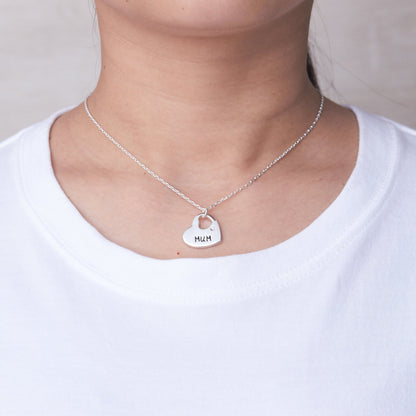 Mother and Daughter Quote Heart Necklace Created with Zircondia® Crystals