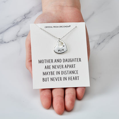 Mother and Daughter Quote Heart Necklace Created with Zircondia® Crystals
