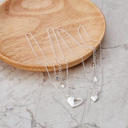 Mother Daughter Piece of My Heart Necklace Set