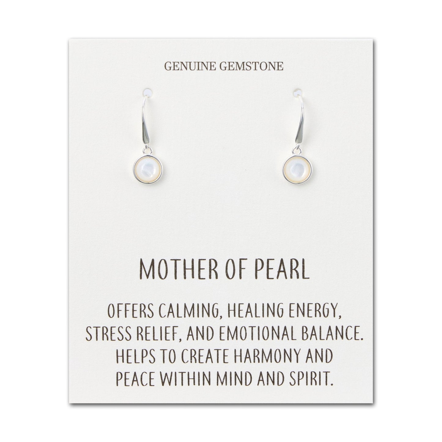 Mother of Pearl Drop Earrings with Quote Card