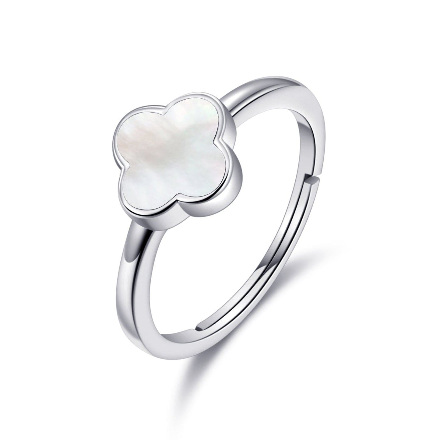Mother of Pearl Gemstone Adjustable Clover Ring