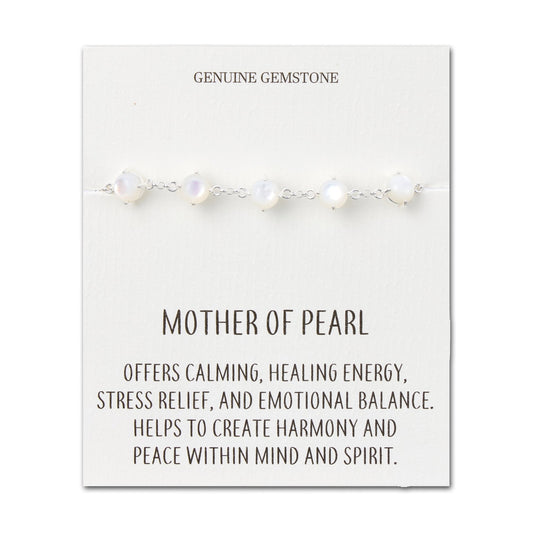 Mother of Pearl Gemstone Bracelet with Quote Card