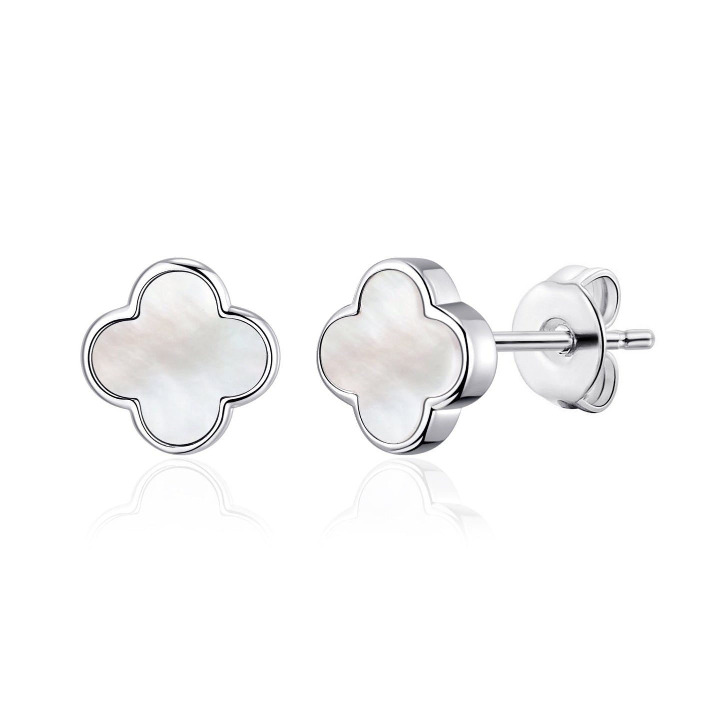 Mother of Pearl Gemstone Clover Earrings