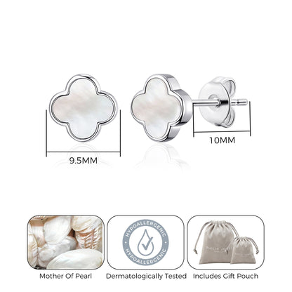 Mother of Pearl Gemstone Clover Earrings