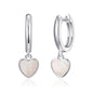 Mother of Pearl Gemstone Heart Charm Hoop Earrings