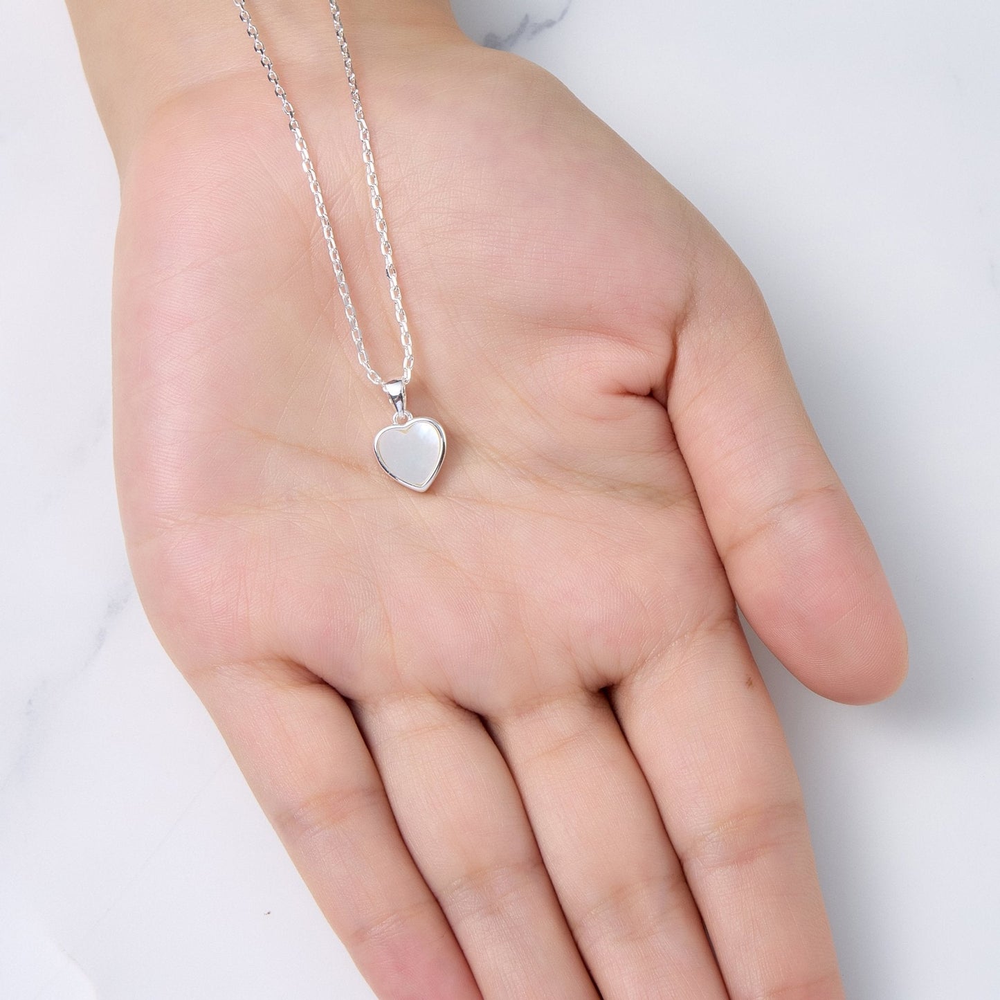 Mother of Pearl Gemstone Heart Necklace