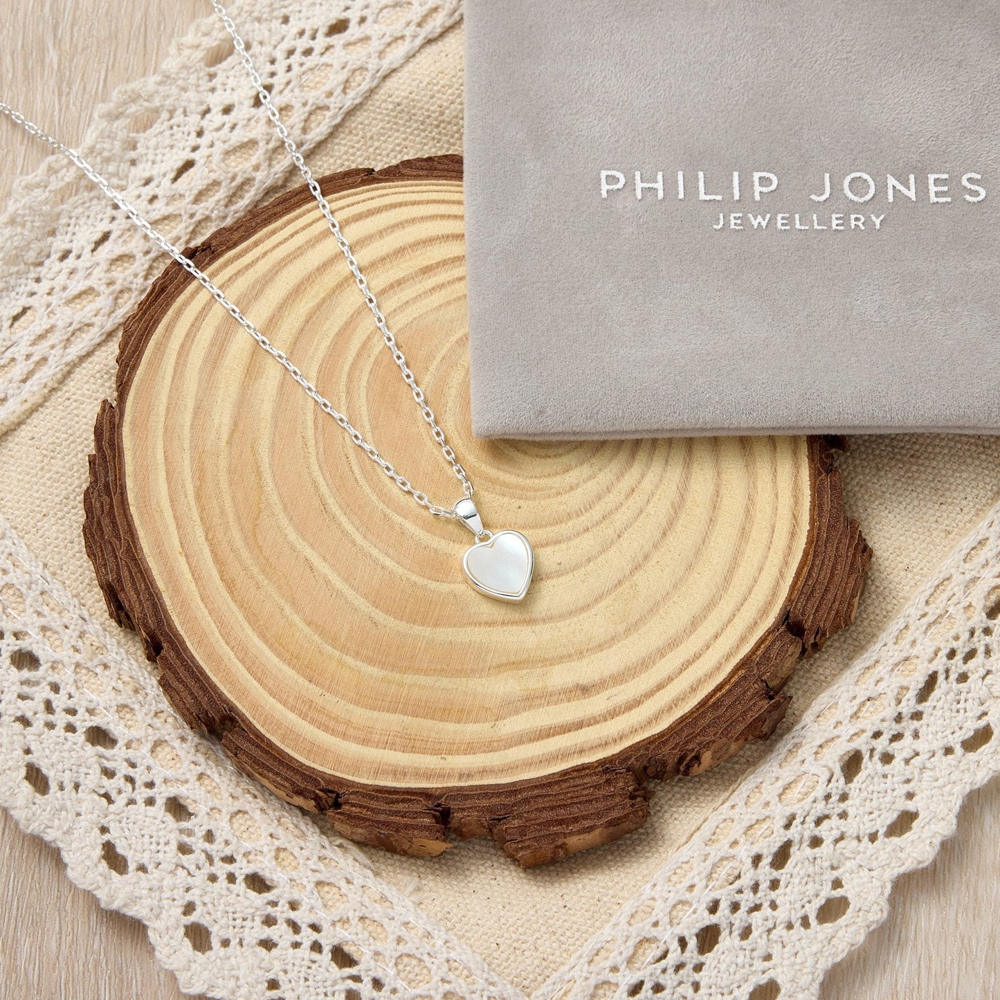 Mother of Pearl Gemstone Heart Necklace