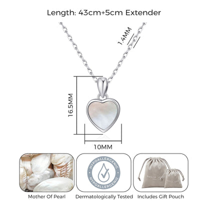 Mother of Pearl Gemstone Heart Necklace