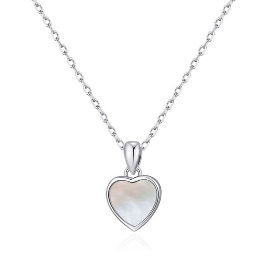 Mother of Pearl Gemstone Heart Necklace