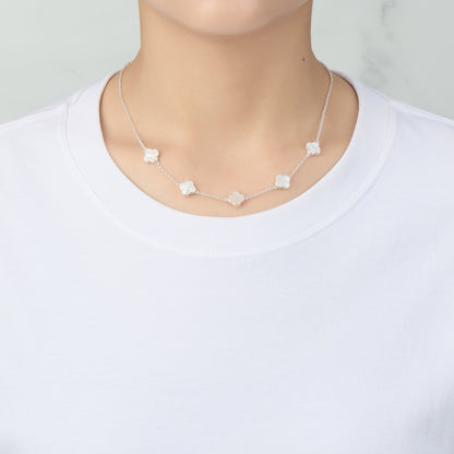 Mother of Pearl Gemstone Multi Clover Necklace