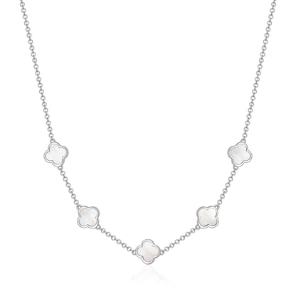 Mother of Pearl Gemstone Multi Clover Necklace